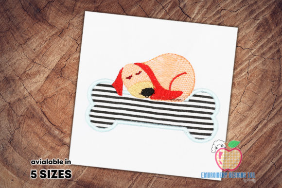A Dog Sleeping on the Bone Applique