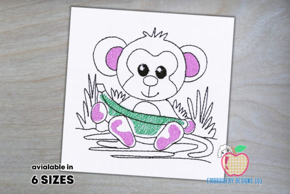 Girl Monkey with Banana Embroidery Design Review