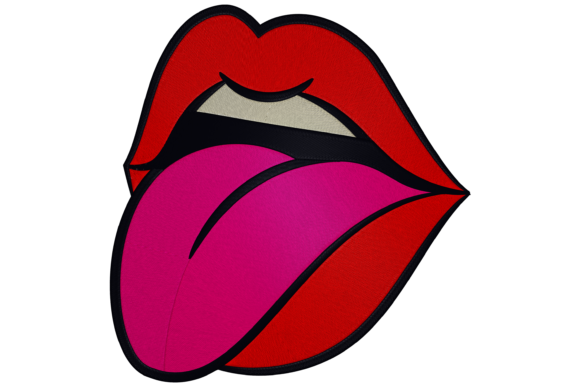 Mouth, Tongue, and Lips Embroidery Design