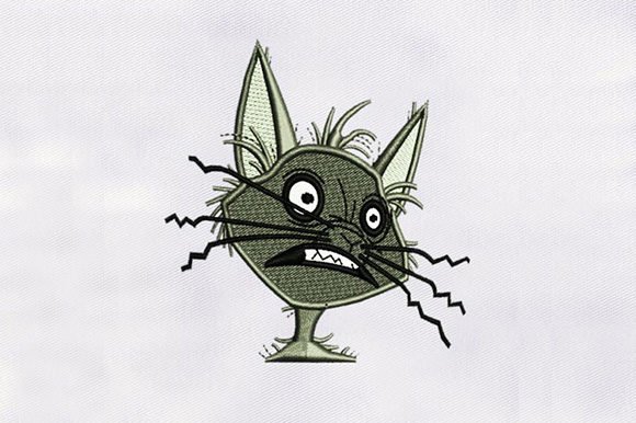 Shocking Cat Face: A Playful Holiday Embroidery Pick