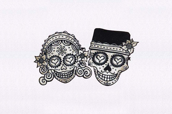 Skull Bride Groom Embroidery Design