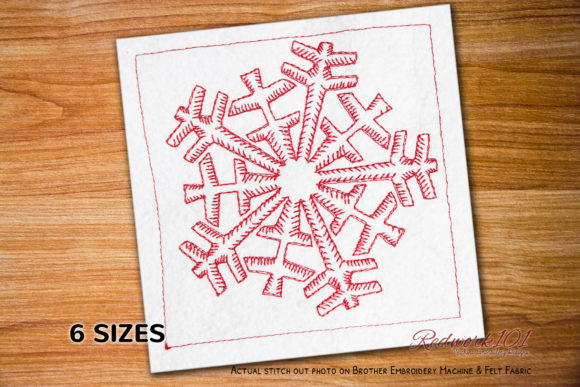Snowflake Lineart Redwork
